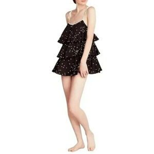 🦋 Kate Spade Polka Dot Ruffle Chemise Black White Extra Large